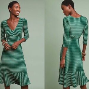 Anthropologie Maeve Flores Striped Knit Midi Dress